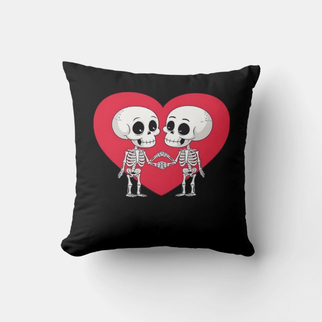 Valentinstag Funny Skeleton Handherz Kissen (Vorderseite)