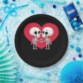Valentinstag Funny Skeleton Handherz Pappteller (Party)