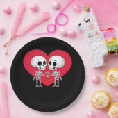 Valentinstag Funny Skeleton Handherz Pappteller (Party)