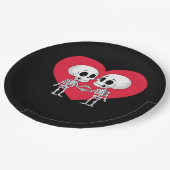 Valentinstag Funny Skeleton Handherz Pappteller (Schrägansicht)