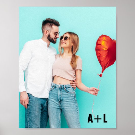 Valentinstag für benutzerdefinierte Foto-Initialen Poster (Vorne)