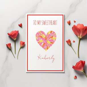 Valentinstag für das süße Rosa und das gelbe Herz Karte