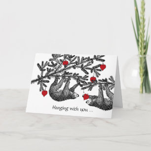 Valentinstag für Freund, Faultier und Herzen Karte
