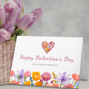 Valentinstag für ihn - Florales Herz-Blumenmotiv Karte