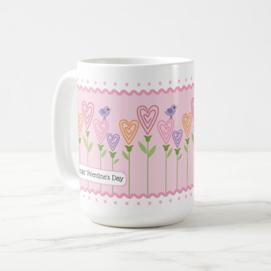 Valentinstag für individuell anpassbare Blumenschä Kaffeetasse (Vorderseite Links)