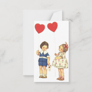 Valentinstag für Kinder im Vintage-Stil Mitteilungskarte