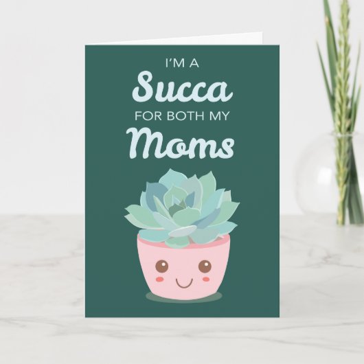 Valentinstag für meine Mamas mit Kawaii Succulent Karte (Vorderseite)