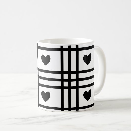 Valentinstag für Schwarz und Weiß Kaffeetasse (VorderseiteRechts)
