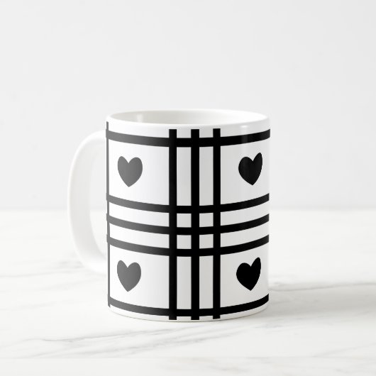 Valentinstag für Schwarz und Weiß Kaffeetasse (Vorderseite Links)