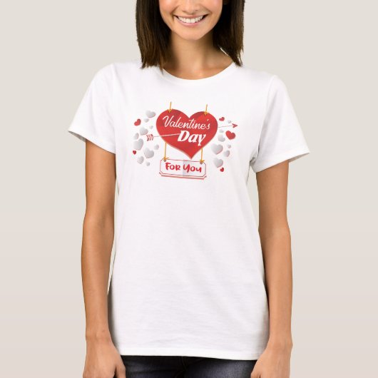 Valentinstag für Sie Rotes Herz T-Shirt (Vorderseite)