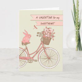 Valentinstag für Sweetheart Bicycle Pink Rabbit Feiertagskarte