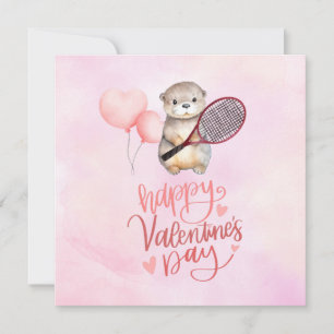 Valentinstag für Tennisspieler Pinkes Thema Feiertagskarte