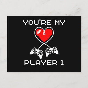 Valentinstag für Videospiele Youngs My Player 1 Ga Postkarte