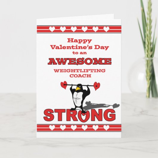 Valentinstag für Weightlifting-Trainer, Pinguin Feiertagskarte (Vorderseite)