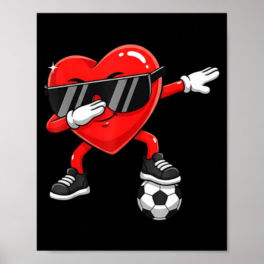 Valentinstag Fußball Herz Dab Fußball Männer Junge Poster (Vorne)