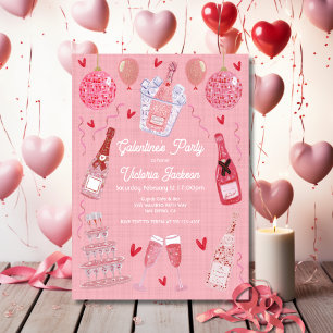 Valentinstag Galentine's Day Champagner Party Rosa Einladung