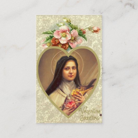 Valentinstag-Gebets-heilige Karte mit St. Therese (Vorderseite)