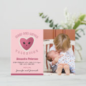 Valentinstag Geburtsankündigung Karten Süßes Herz (Stehend Vorderseite)