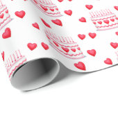 Valentinstag-Geburtstagskuchen-Muster Geschenkpapier (Rolleneckpunkt)