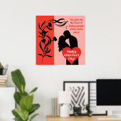 Valentinstag Gefühl Blume Paar küssen hören Poster (Heimbüro)