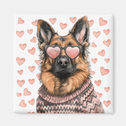 Valentinstag German Shepherd Dog Magnet (Vorne)