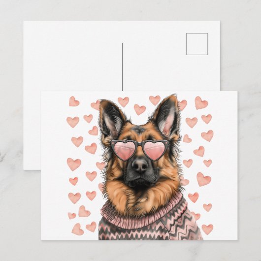 Valentinstag German Shepherd Dog Postkarte (Vorne/Hinten)