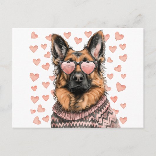 Valentinstag German Shepherd Dog Postkarte (Vorderseite)