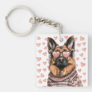Valentinstag German Shepherd Dog Schlüsselanhänger