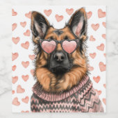 Valentinstag German Shepherd Dog Weinetikett (Einzelnes Label)