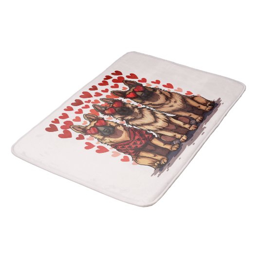 Valentinstag German Shepherd Hogs Badematte (Schrägansicht)