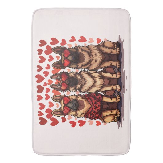 Valentinstag German Shepherd Hogs Badematte (Vorderseite Vertikal)