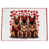 Valentinstag German Shepherd Hogs Große Geschenktüte (Vorderseite)