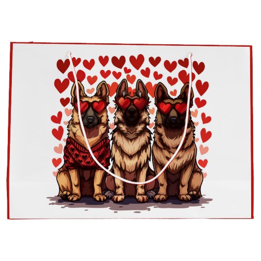 Valentinstag German Shepherd Hogs Große Geschenktüte (Rückseite)