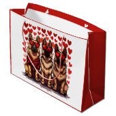 Valentinstag German Shepherd Hogs Große Geschenktüte (Rückseite Schrägansicht)