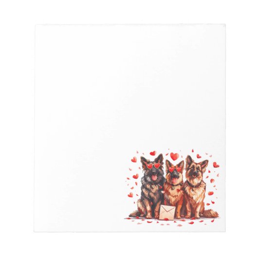 Valentinstag German Shepherd Hogs Notizblock (Vorderseite)