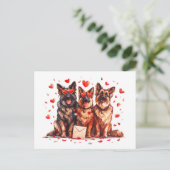 Valentinstag German Shepherd Hogs Postkarte (Stehend Vorderseite)