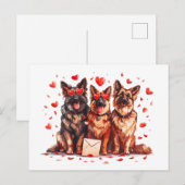 Valentinstag German Shepherd Hogs Postkarte (Vorne/Hinten)