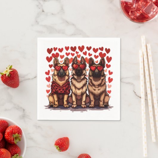 Valentinstag German Shepherd Hogs Serviette (Beispiel)