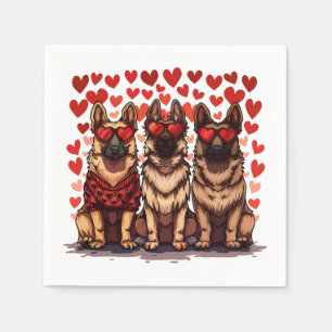Valentinstag German Shepherd Hogs Serviette