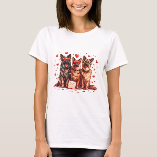 Valentinstag German Shepherd Hogs T-Shirt (Vorderseite)