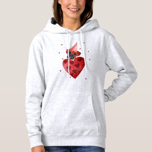 Valentinstag Geschenk Boxer Dog Hoodie (Vorderseite)