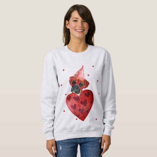 Valentinstag Geschenk Boxer Dog Sweatshirt (Vorne ganz)