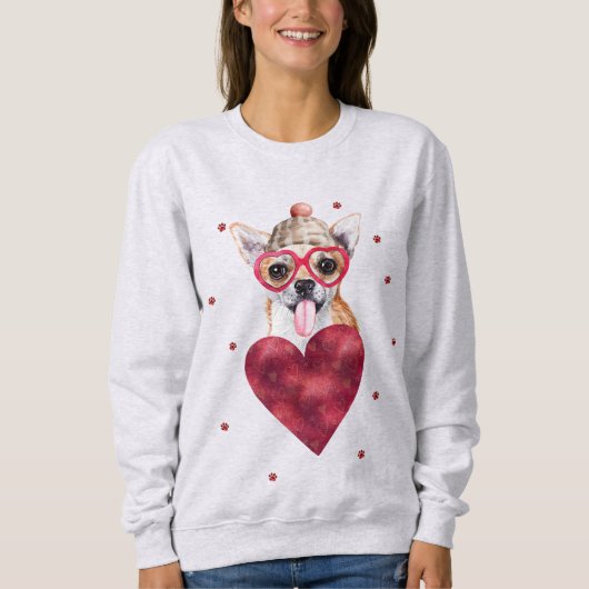 Valentinstag Geschenk Chihuahua Hund Sweatshirt (Vorderseite)