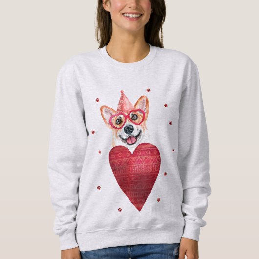 Valentinstag Geschenk Corgi Hund Sweatshirt (Vorderseite)