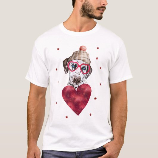 Valentinstag Geschenk Dalmatiner Hund T-Shirt (Vorderseite)