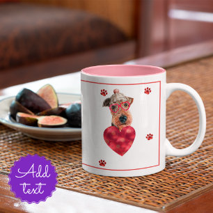 Valentinstag Geschenk Hund Airedale Terrier Zweifarbige Tasse
