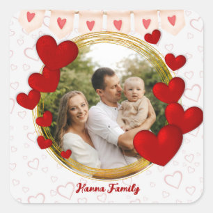 Valentinstag Geschenk mit Personalisierten roten H Quadratischer Aufkleber