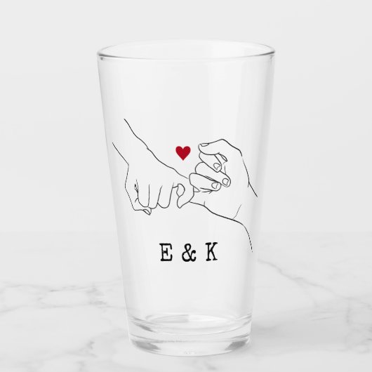 Valentinstag Geschenk Pinky Versprechen Couple Ges Glas (Vorderseite)