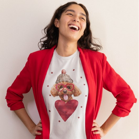 Valentinstag Geschenk Poodle Hund T-Shirt