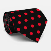 Valentinstag Geschenk Red Polka Dots Black Custom Krawatte (Gerollt)